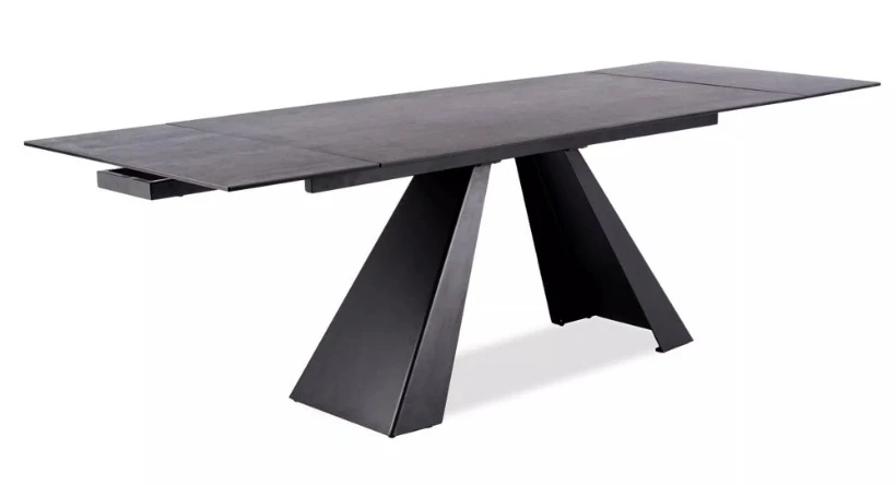 Stôl SALVADORE CERAMIC šedá MARMUR/čierny matný (160-240)X90