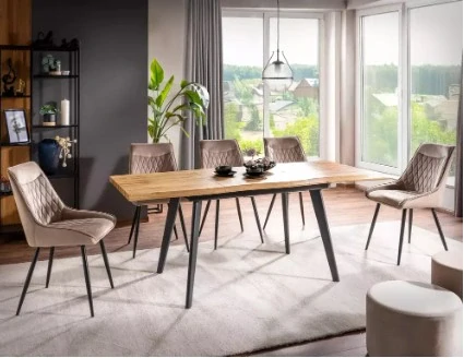 Jedálenský stôl FRESNO dub/čierny rám 150(210)X90