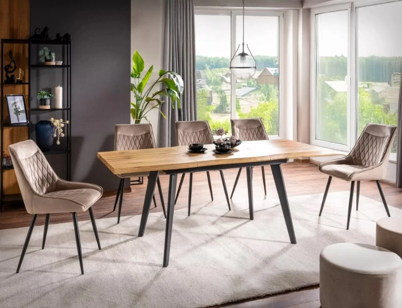 Jedálenský stôl FRESNO dub/čierny rám 120(180)X80