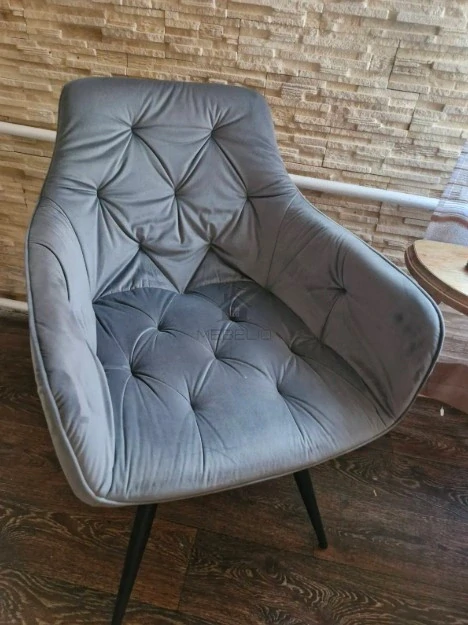 MANGO VELVET jedálenská stolička ČIERNA/BLUVEL Sivá 14 - NA SKLADE!