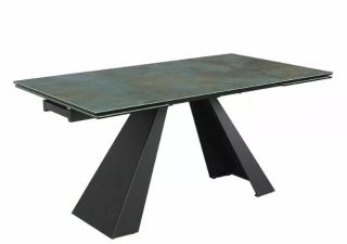 Jedálenský stôl WESTIN CERAMIC TYRKYSOVÝ OSSIDO VERDE  / MAT ČIERNA (160-240)X90