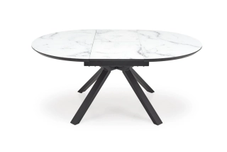 Rozkladací stôl VERTIGO 130-180 cm, doska - biely mramor, nohy - čierne